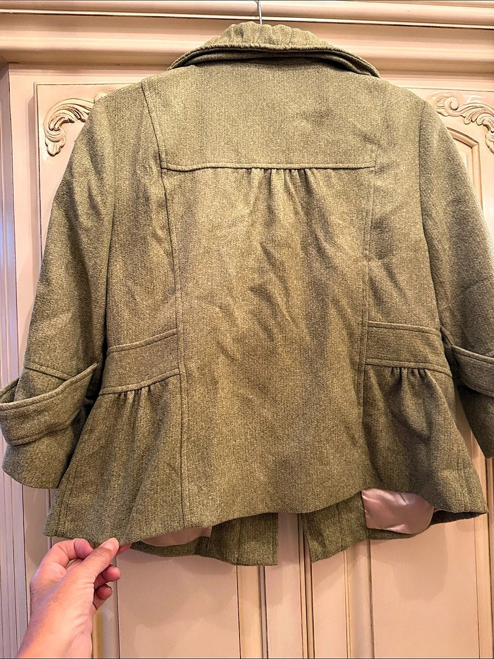 Tabitha Ruffle Jacket Olive Size 10 - Picture 5 of 5